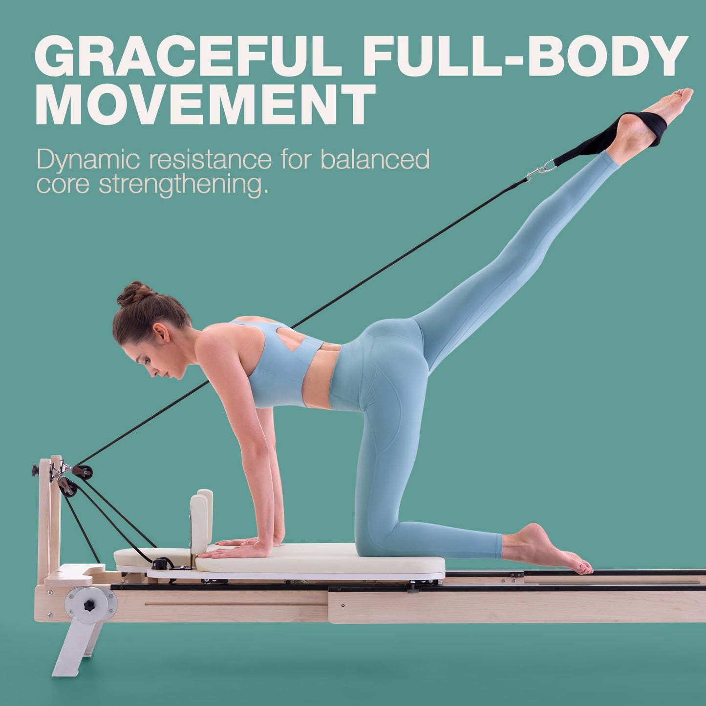 ARKANTOS Pilates Reformer Machine, Adjustable Maple Wooden Frame, Includes Reformer Box & Padded Jump Board for Studio-Grade Home Workouts