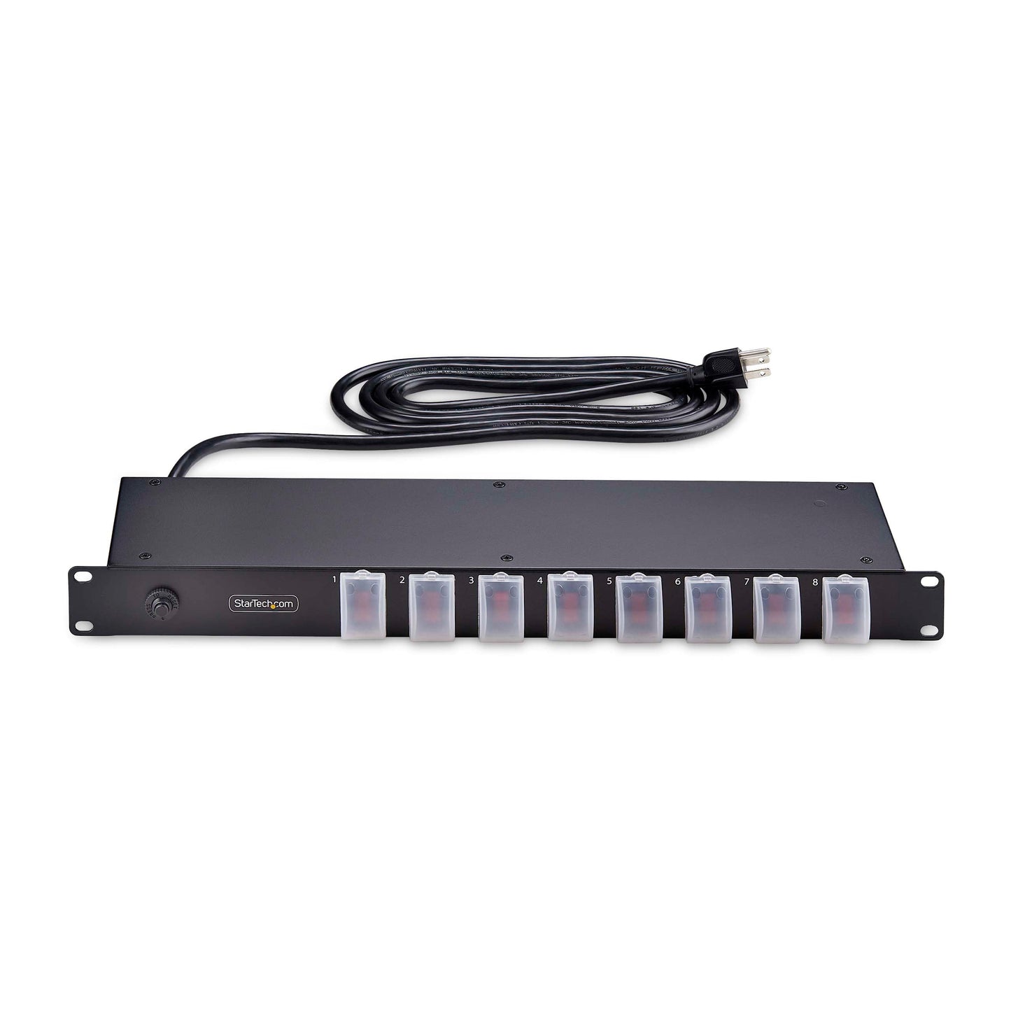 StarTech.com 8-Outlet Horizontal Rack Mount PDU, 1U Power Strip, Outlet On/Off Switches, 15A Breaker, 8ft/2.4m Cord NEMA 5-15, TAA