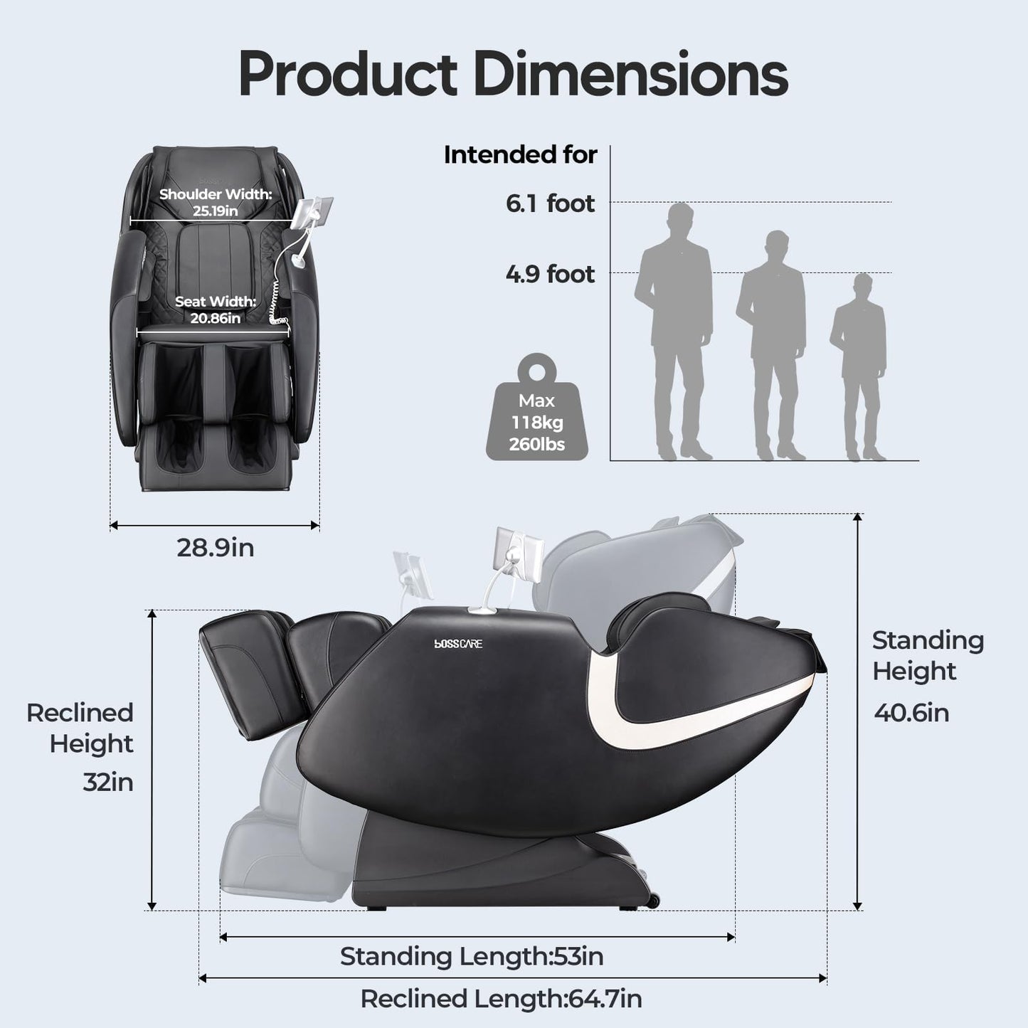 BOSSCARE 2026 Massage Chair Full Body, AI APP Control Shiatsu Zero Gravity Massage Chair with Foot Roller, Back Calf Heated, Bluetooth Speaker, Relaxing Massaging Recliner for Friend Family