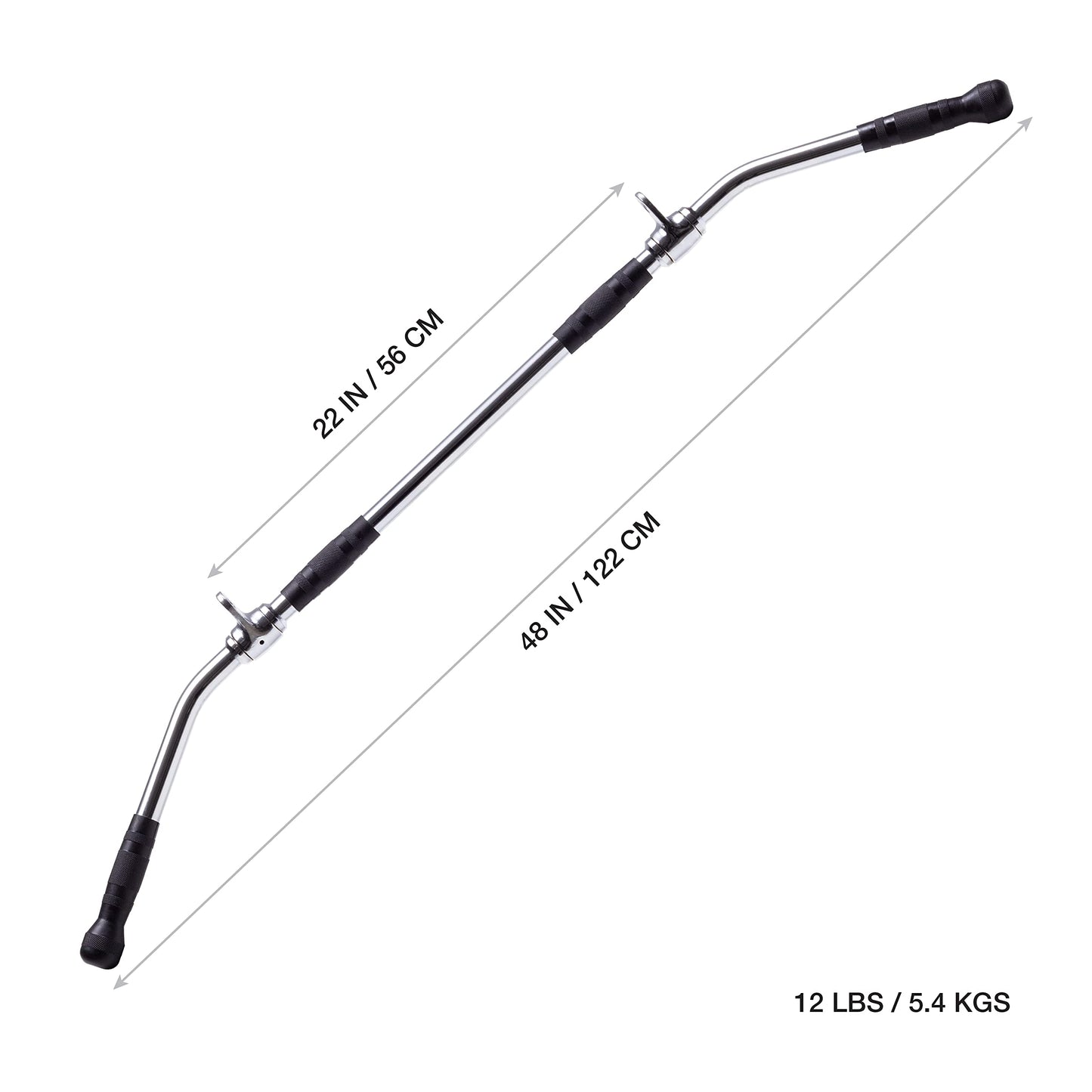 AmStaff Fitness 48" Straight Ez Curl Lat Pull Down Bar with Revolving Double Hook for Dual Pulley Cable Machines, Functional Trainer Multi-Purpose