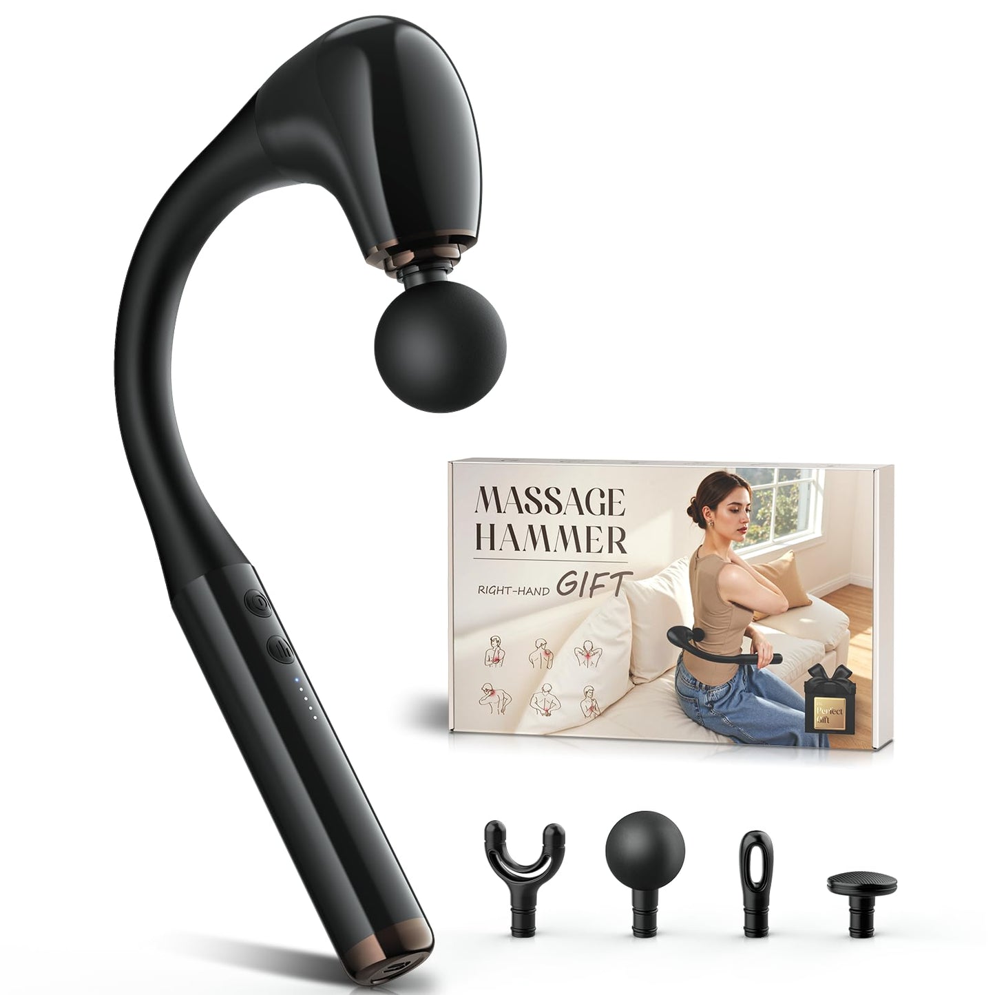 FVZ Massage Gun with Upgraded Extension Handle, 10MM Massage Gun Deep Tissue, Back Massager, Muscles/Neck/Shoulders/Waist/Legs Massager Portable for Pain Relief, Gifts for Men