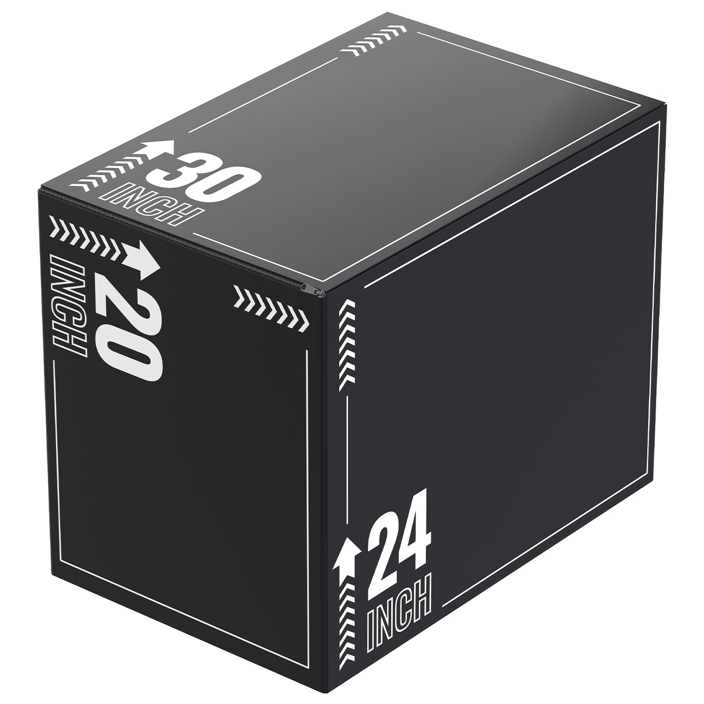 HANDBODE Plyometric Jump Box – 3-in-1 Plyo Box with Durable High-Density Foam Core and Non-Slip Surface for Squats, Box Jumps and Home Gym Workouts, 30”x24”x20”, White Stripes