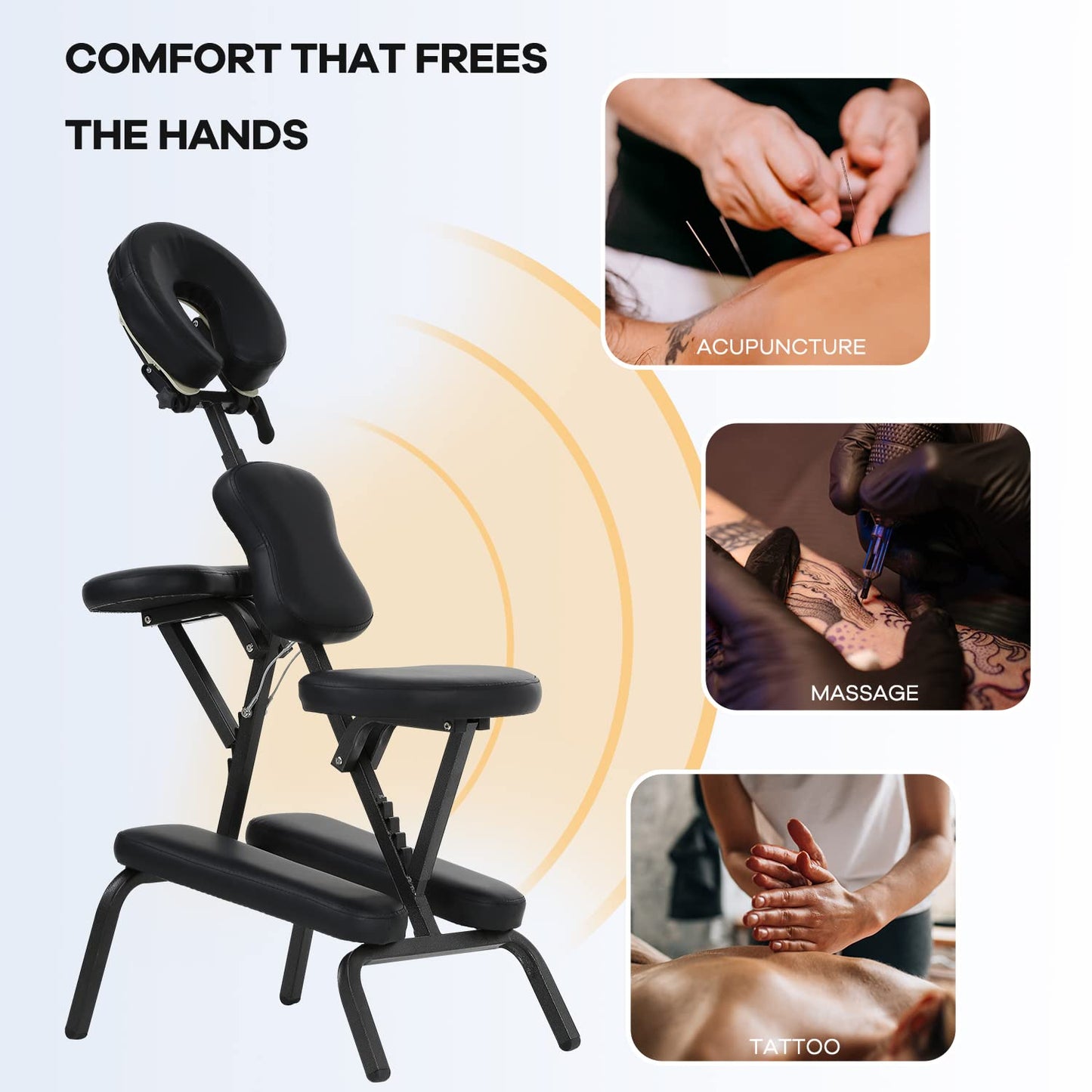 Folding Massage Chair, Portable Therapy Tattoo Chairwith 4 Inches Thickness Sponge,Ergonomic Adjustable Lightweight Beauty Chair for Tattoo, Spa, Salon and Treatment