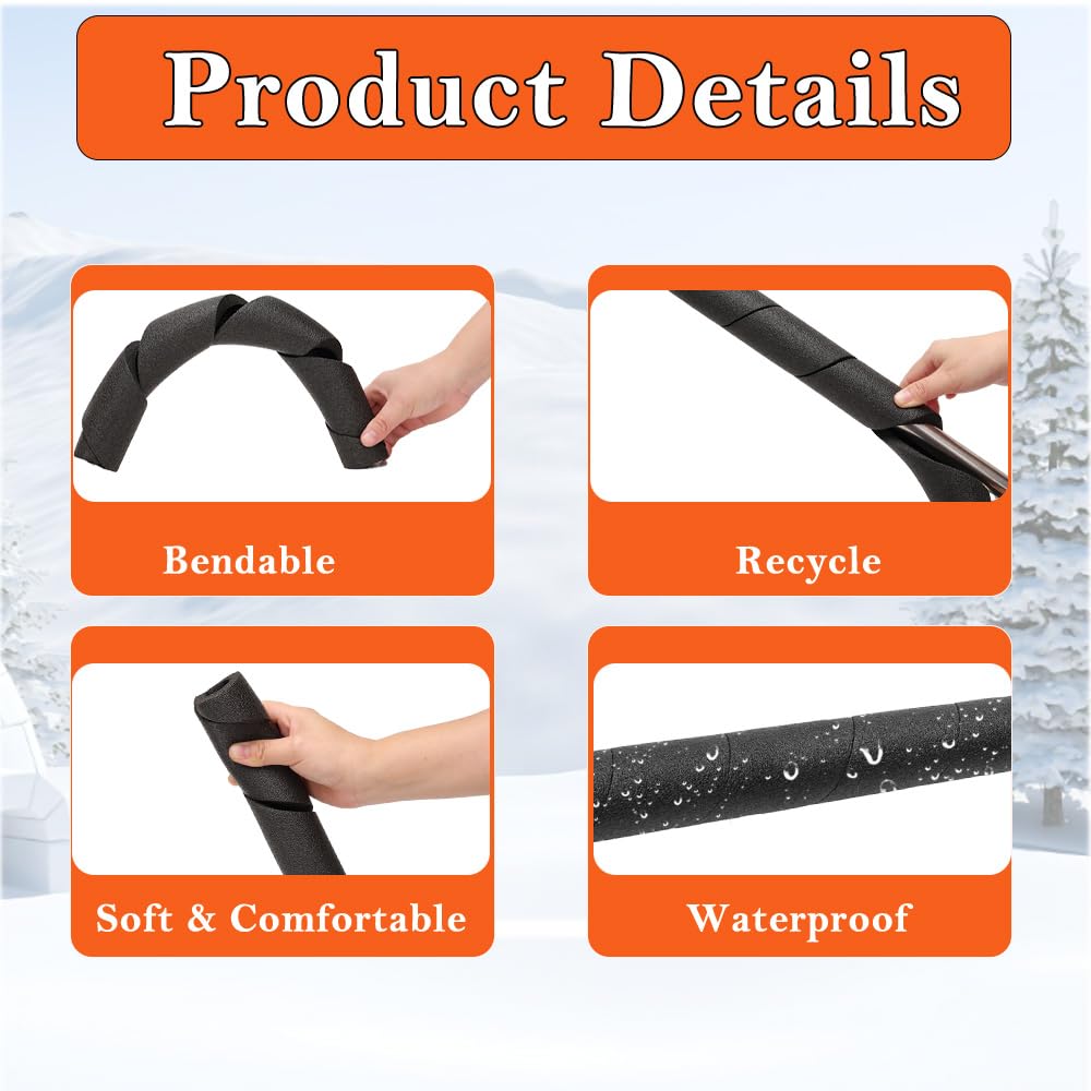 3 Pack Pipe Insulation Foam Tube - 15.8 Inches Black Pipe Covers - Multi-Purpose Soft Foam Tubing for Outdoor Indoor Swimming Pool Handle Water Pipes