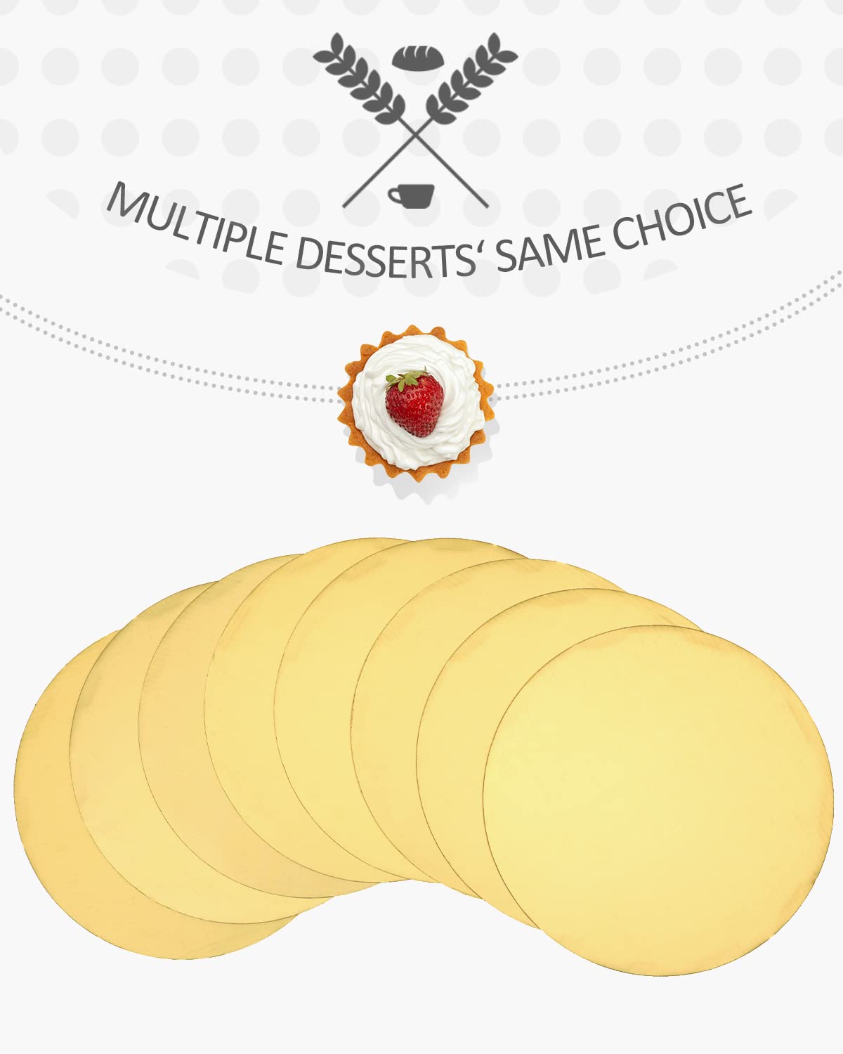 qiqee 12 Inch Gold Cake Boards Round 40-Packs Circles Rounds Base Food-Grade Cardboard Cake Plate（Thinner But Stronger）