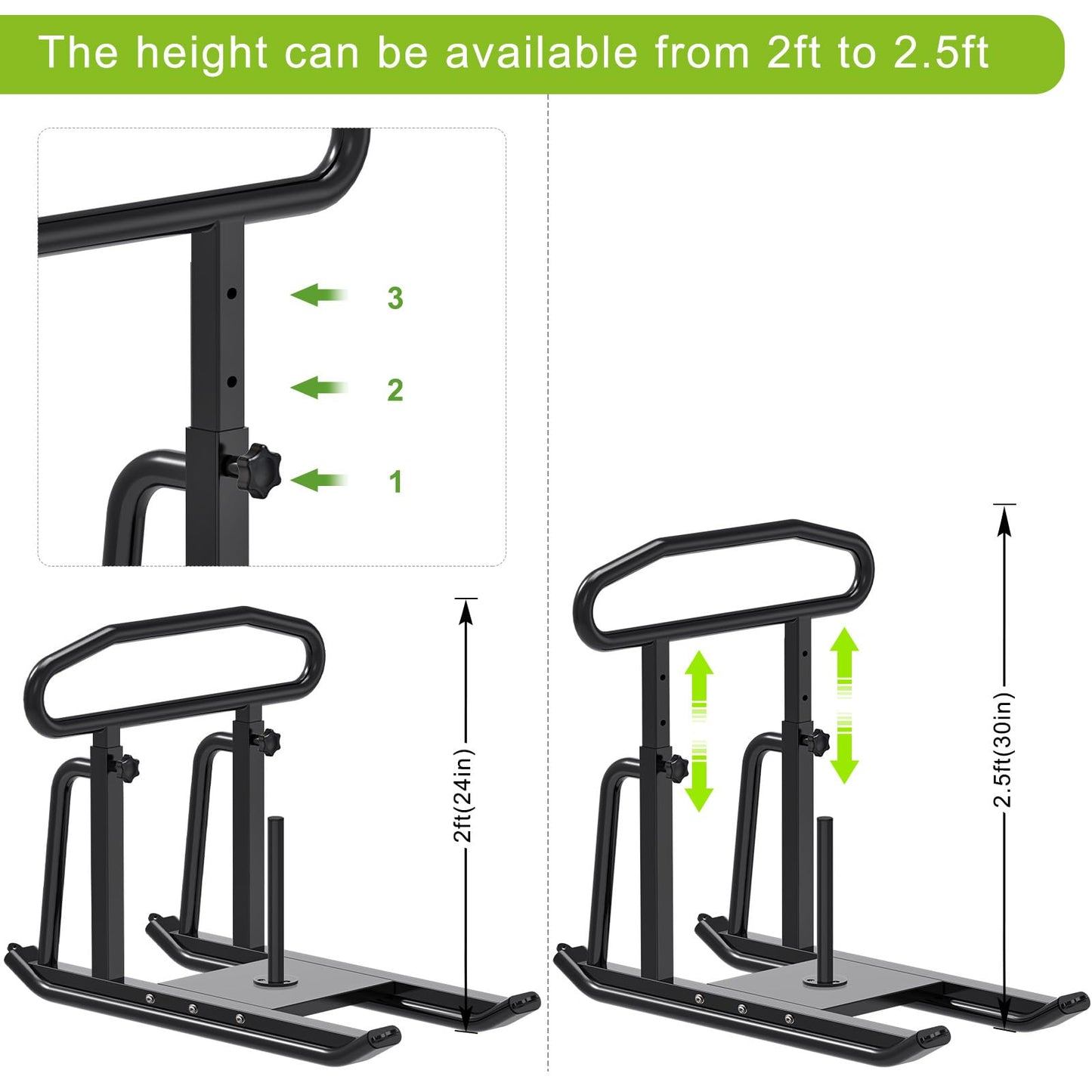 Dolibest Weight Sled Fitness Sled with Push-Pull Handles, Height Adjustable-Sled Harness Included, Heavy-Duty Weight Training Equipment for Muscle Building- Suitable for 1&2" Weight Plate- Black