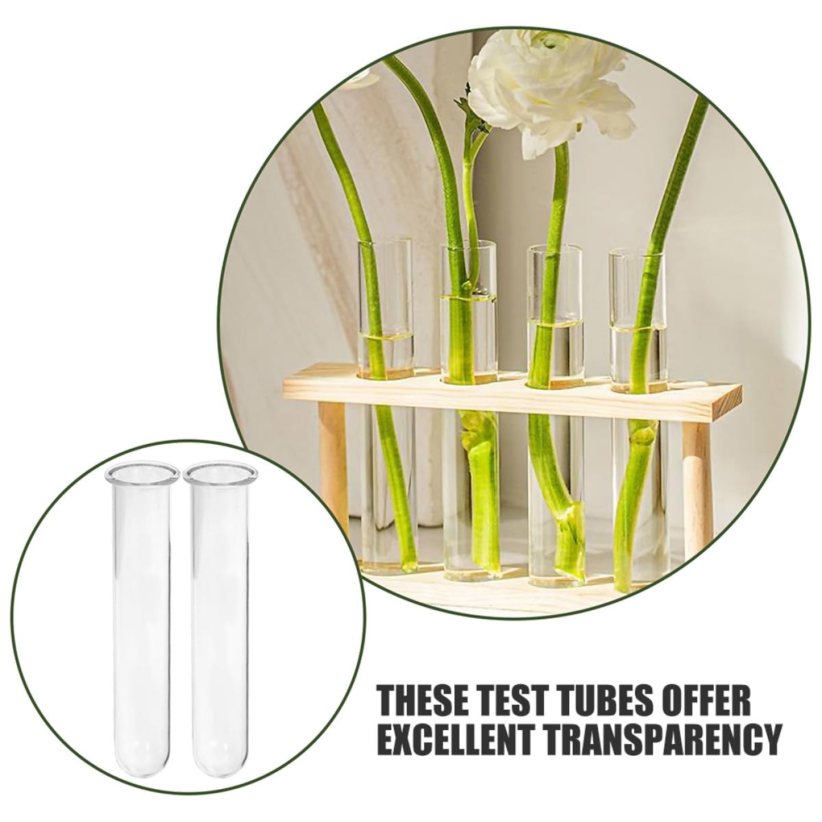 HEANUJJ 4pcs Glass Hydroponic Flower Tubes Test Tube Vase 2.5x3x18cm Propagating for Plants Desktop Propagation Station Terrarium Plant Decor