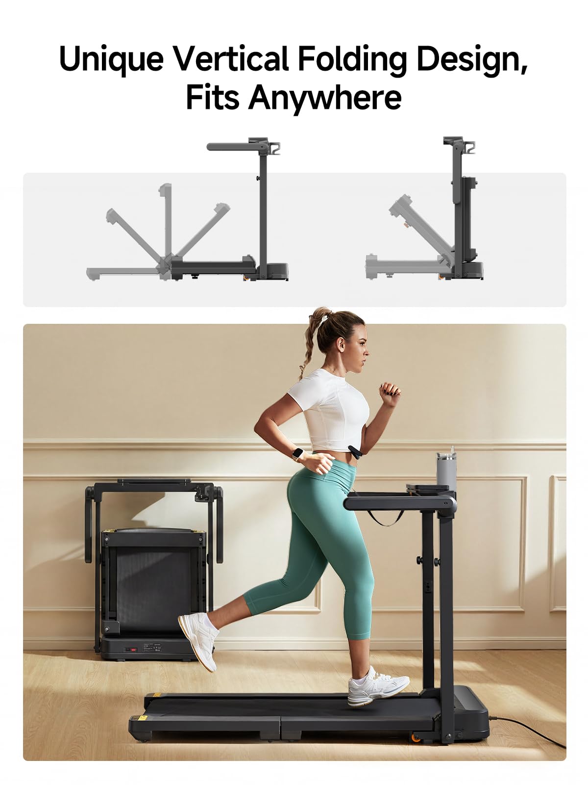 WALKINGPAD MX10 Folding Treadmills for Home, Smart Vertical Fold, LED Display with Adjustable Height Handles