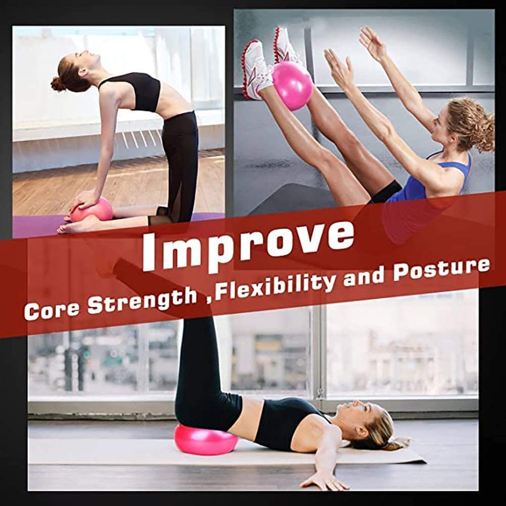 MOMPLUS Exercise Pilates Mini Yoga Balls Barre Small for Home Stability Squishy Training Physical Therapy Improves Balance with Pump (Gray, 9 Inch)