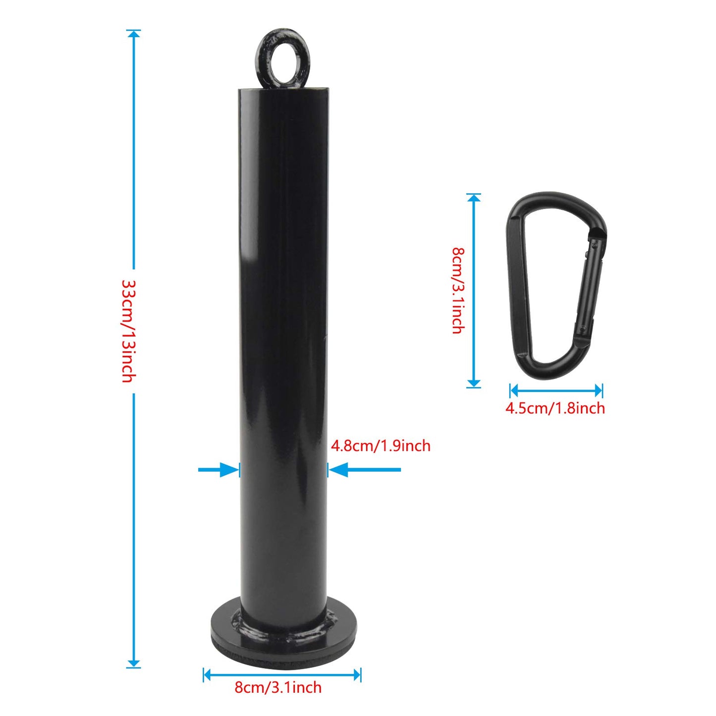 LFJ Weight Loading Pin with Carabiner fit 1 inch and 2 inch Olympic Weight Plate for Cable Pulley System LAT Pulldown (Olympic Plates Loading Pin)