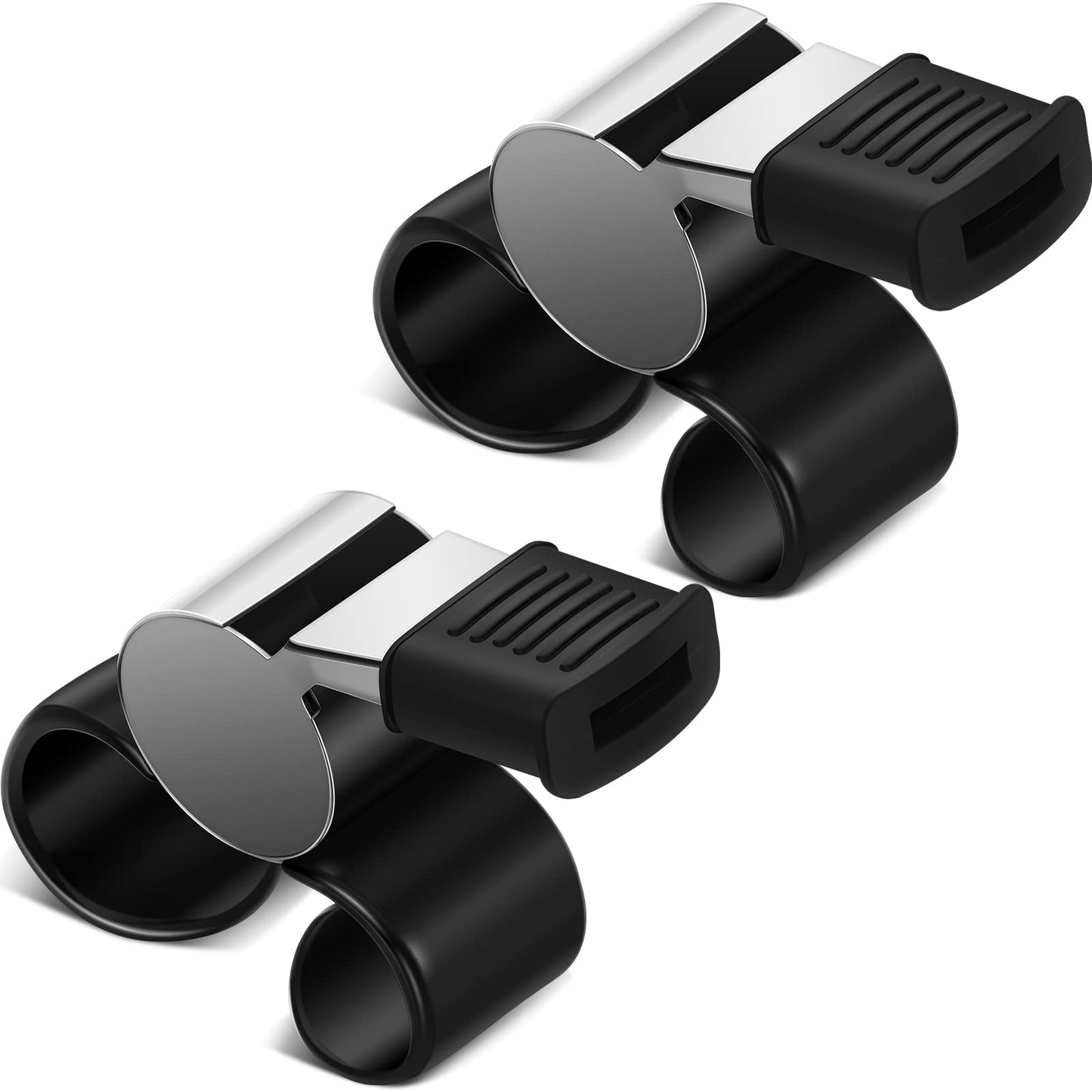 Kathfly 2 Pieces Finger Grip Whistle Official Hockey Referee Whistle Football Soccer Hand Held Whistle Metallic Loud Sports Whistle with Rubber Sleeve for Coaches Polices Referees