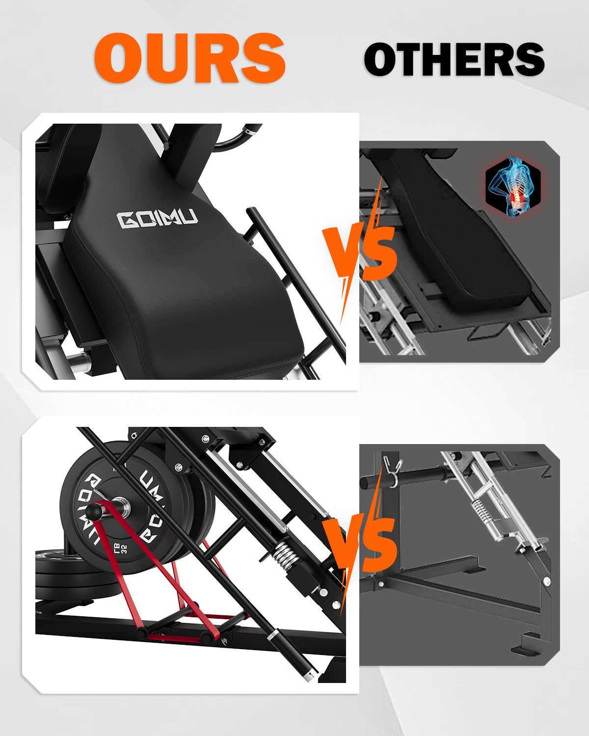 Leg Press Hack Squat Machine with Back Support Cushion, 3 in 1 Adjustable Leg Press Machine with Quad Track Roller System, Hack Squat Machine
