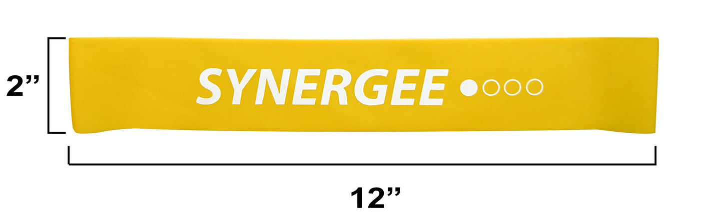 Synergee 10 Pack Mini Band Resistance Loop Exercise Bands Yellow Light Resistance