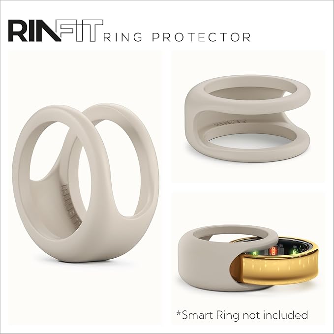 Rinfit Smart Ring Protector - Silicone Ring Enhancer for Active Lifestyle and Gym - StyleFit U.S. Design Patent - Stone, Size 10