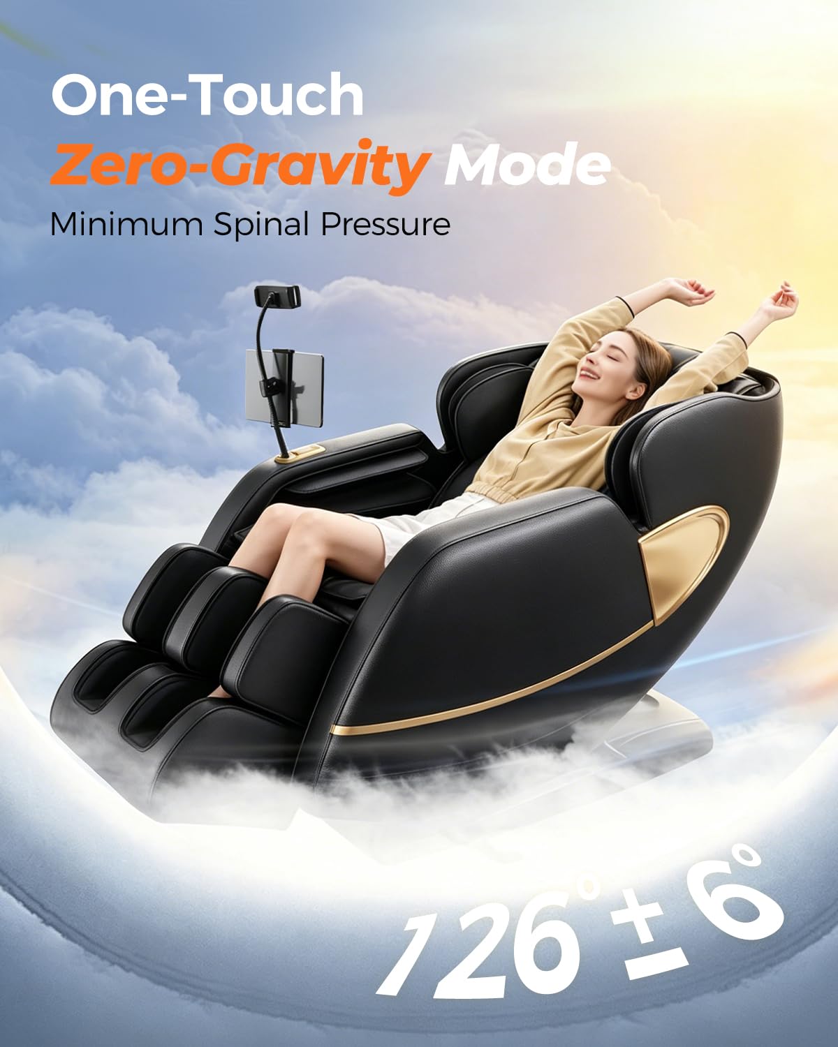 HaiyoHBED 2026 Massage Chair Full Body, PU Leather Zero Gravity Heated Back Foot Hand Massage Recliner Chairs, Office, Portable, Living Room Furniture, AI Voice Control - Black