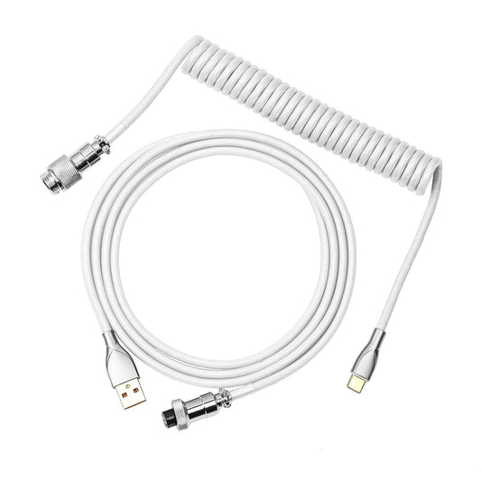 1.8m EPOMAKER Mix Coiled Keyboard Cable, USB C to USB A TPU Cable for Mechanical Gaming Keyboard, with Detachable Metal