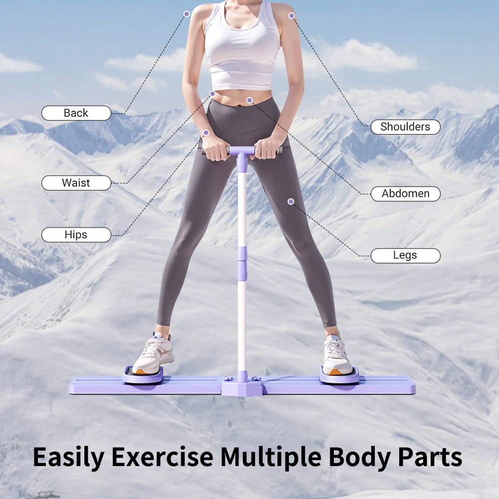 Adjustable Ski Machine, Simulated Ski Trainer, Ski Practice, Hip Trainer, Exercise Equipment for Leg Pelvic Floor Muscle Workout, Funny Fitness Equipment for Home Full Body Workout, Purple