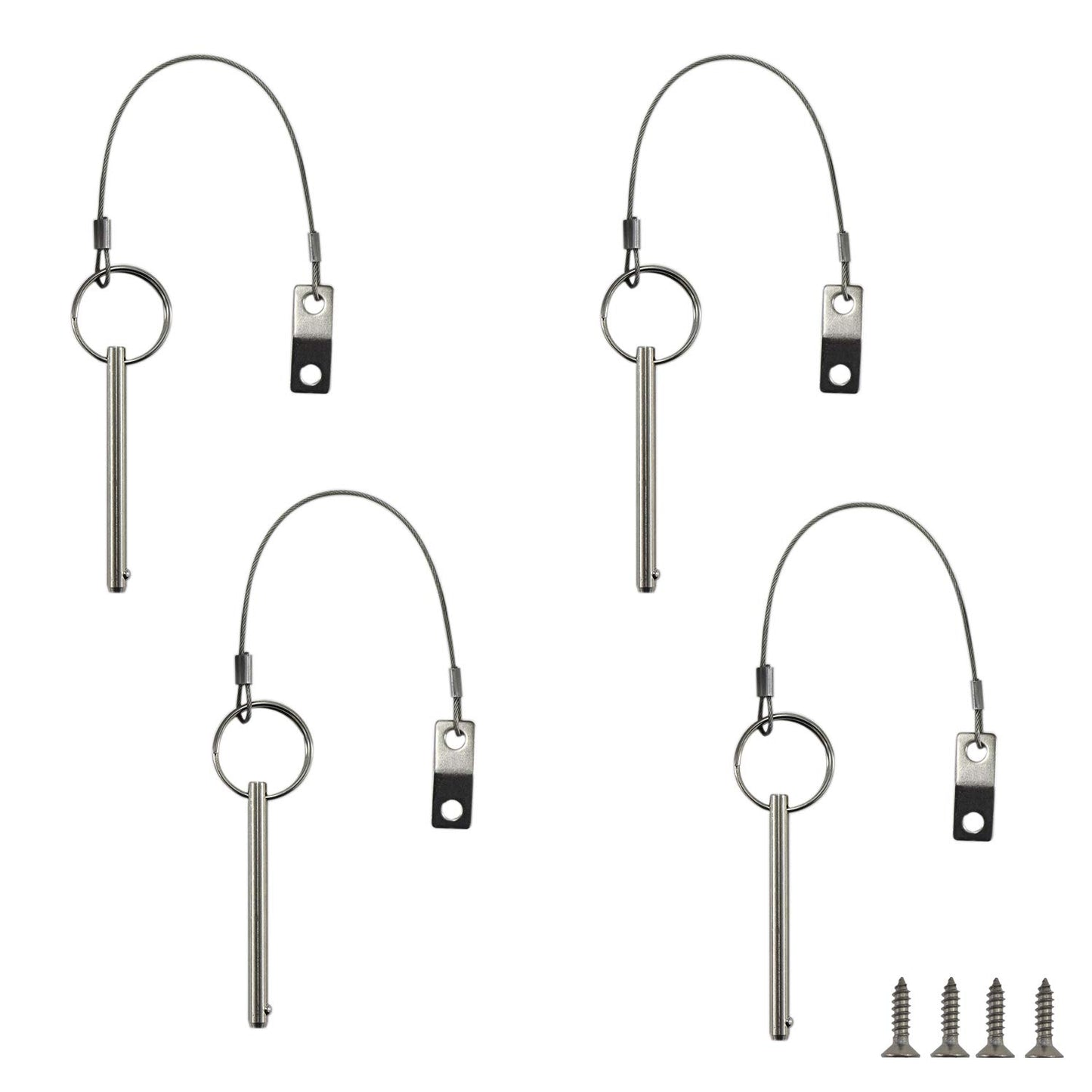 Quick Release Pin, Diameter 1/4"(6.3mm), Total Length 3"(76mm), Effective Length 2.4"(61mm), Full 316 Stainless Steel, Bimini Top Pin, Marine Hardware 4 Pack