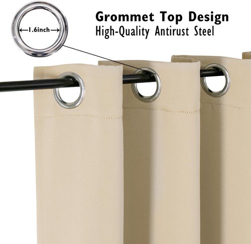 ChrisDowa Blackout Curtains - Thermal Insulated Grommet Room Darkening Panels, 90 Inch Long | Biscotti Beige, 2 Panels Set