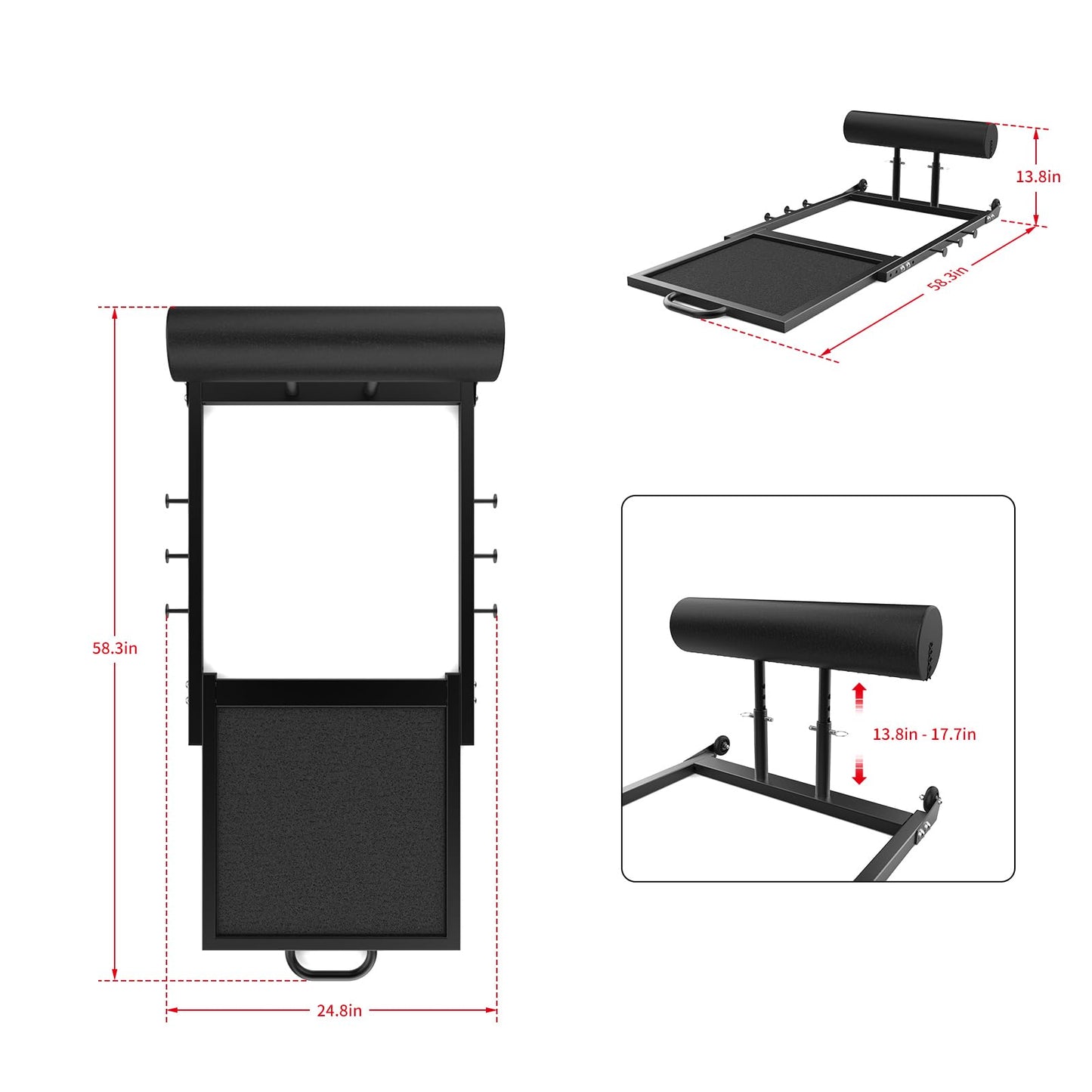 Hip Thrust Machine with Adjustable Resistance – Glute Workout Equipment for Home Gym, Deep Squat & Multipurpose Glute Trainer Bench for Booty & Core Strength Training
