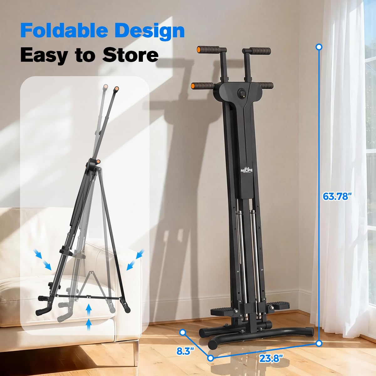 Relife Stair Stepper, Vertical Climber Exercise Machine for Home Gym, Stair Climber with 4 Metal Guide Rails Folding Step Fitness Machines Cardio Workout Machine 5-Level Heights 2026 Newer Version