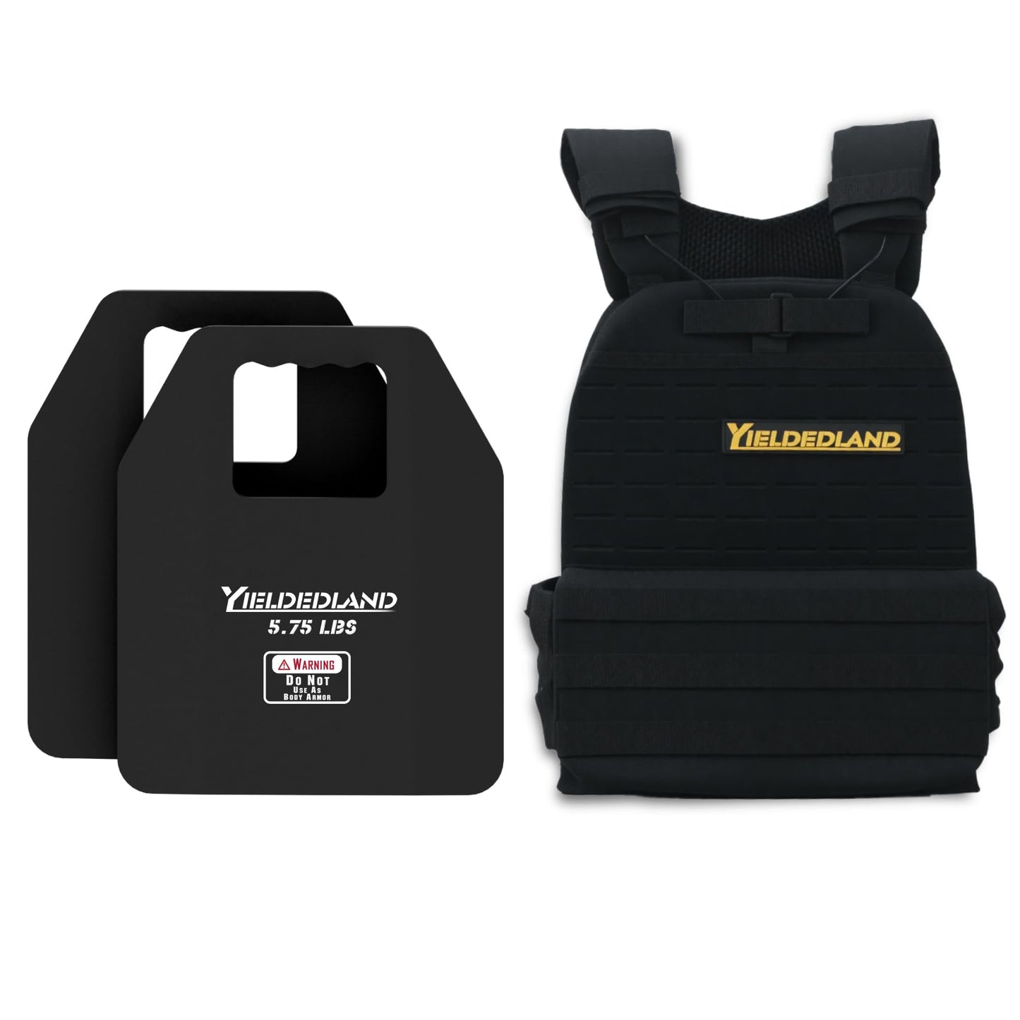 YIELDEDLAND 15lb/21lb Weighted Vest for Men and Women with Weight Vest Plates, Weight Vest for Strength and Endurance Training, Workouts, Running, Walking (Black, 5.75LB Plate)
