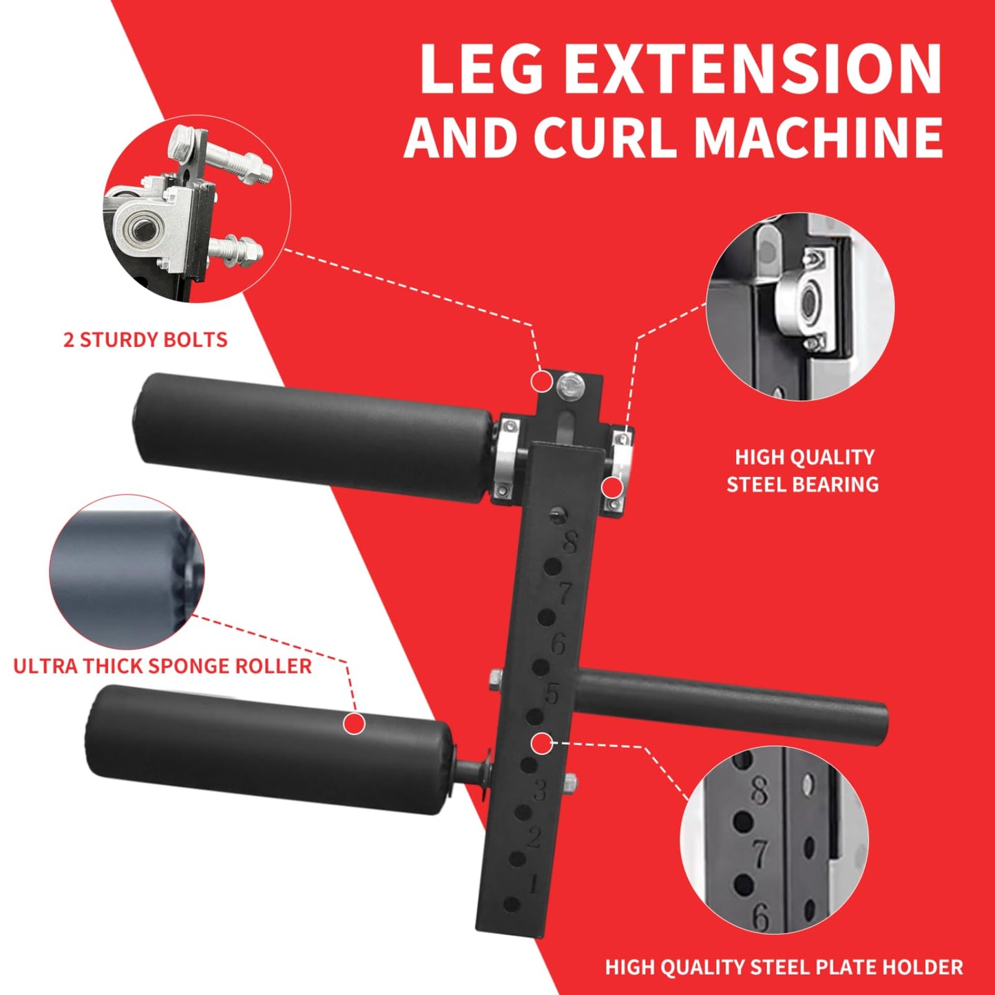 MARLANG Leg Extension and Curl Machine for Power Rack Attachments, Leg Extension Attachment for Home Gym, Leg Curl Attachment for Workout Equipment, Black