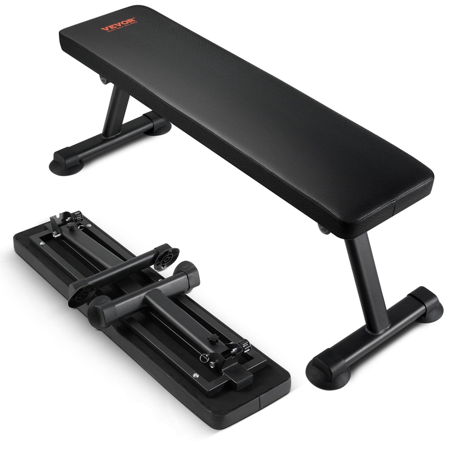 VEVOR Flat Weight Bench, Foldable Strength Training Bench, Utility Workout Bench for Full Body Workout, 1000 LBS Press Bench for Home Gym Exercise, for Multi-Purpose Weight Training and Ab Exercises