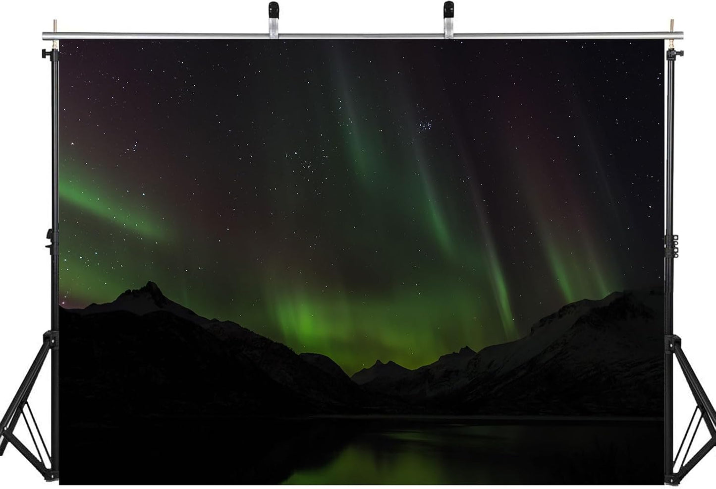 LidyMini 10x8ft Fabric Aurora Borealis Mountain Lake Backdrop Dramatic Northern Lights Night Landscape Photography