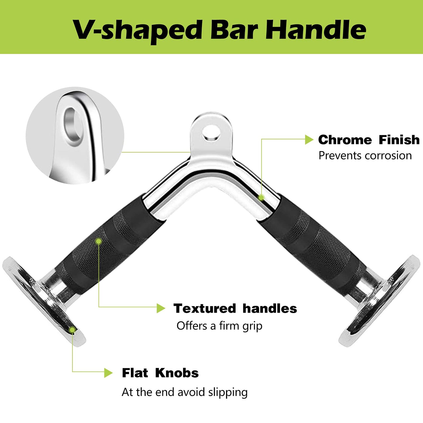 6 Pieces Cable Machine Accessories Set - LAT Bar Cable Machine Attachment, Double D Handle, V-Shaped Bar, Tricep Rope, Rotating Straight Bar & Ankle Straps, for Arm Strength Workout Training