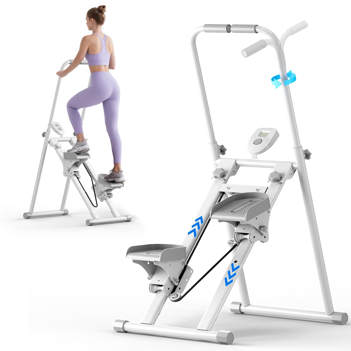 ZCMHAXJ Foldable Stair Stepper for Home, Adjustable Stair Climber with 4 Heights & 3 Angles, Compact Folding Vertical Stair Master for Exercise at Home for Full-Body Workout (White)