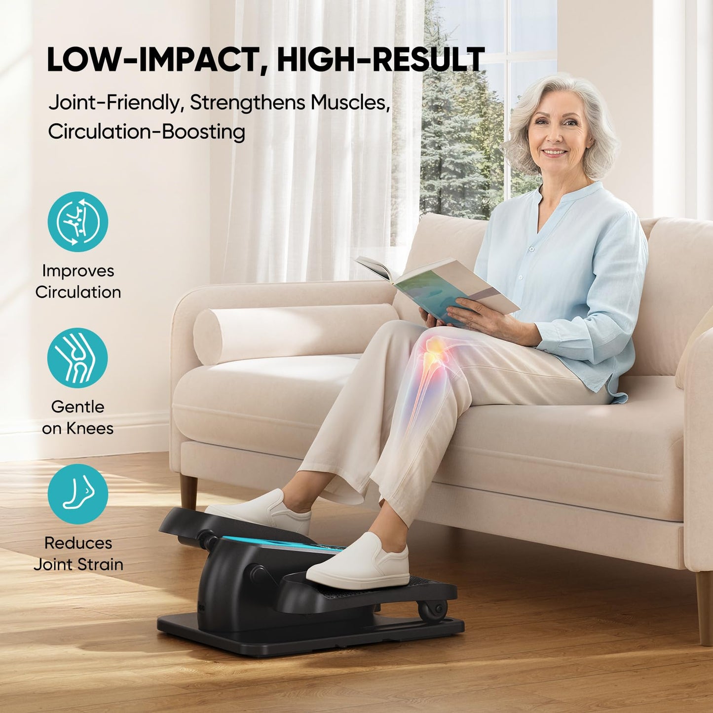 Dripex Under Desk Elliptical Machine, Electric Elliptical Leg Exerciser for Seniors, Quiet Portable Elliptical Exercise Machine, Seated Pedal Exerciser with 12 Level Speeds, Remote Control (Green)