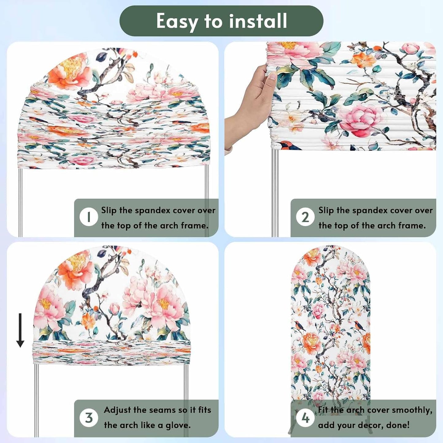Jnbasdffb 7.2 Floral Blossom Wedding Arch Cover,Stretchy Spandex Arch Backdrop Stand Covers FT,Farmhouse Oil Painting