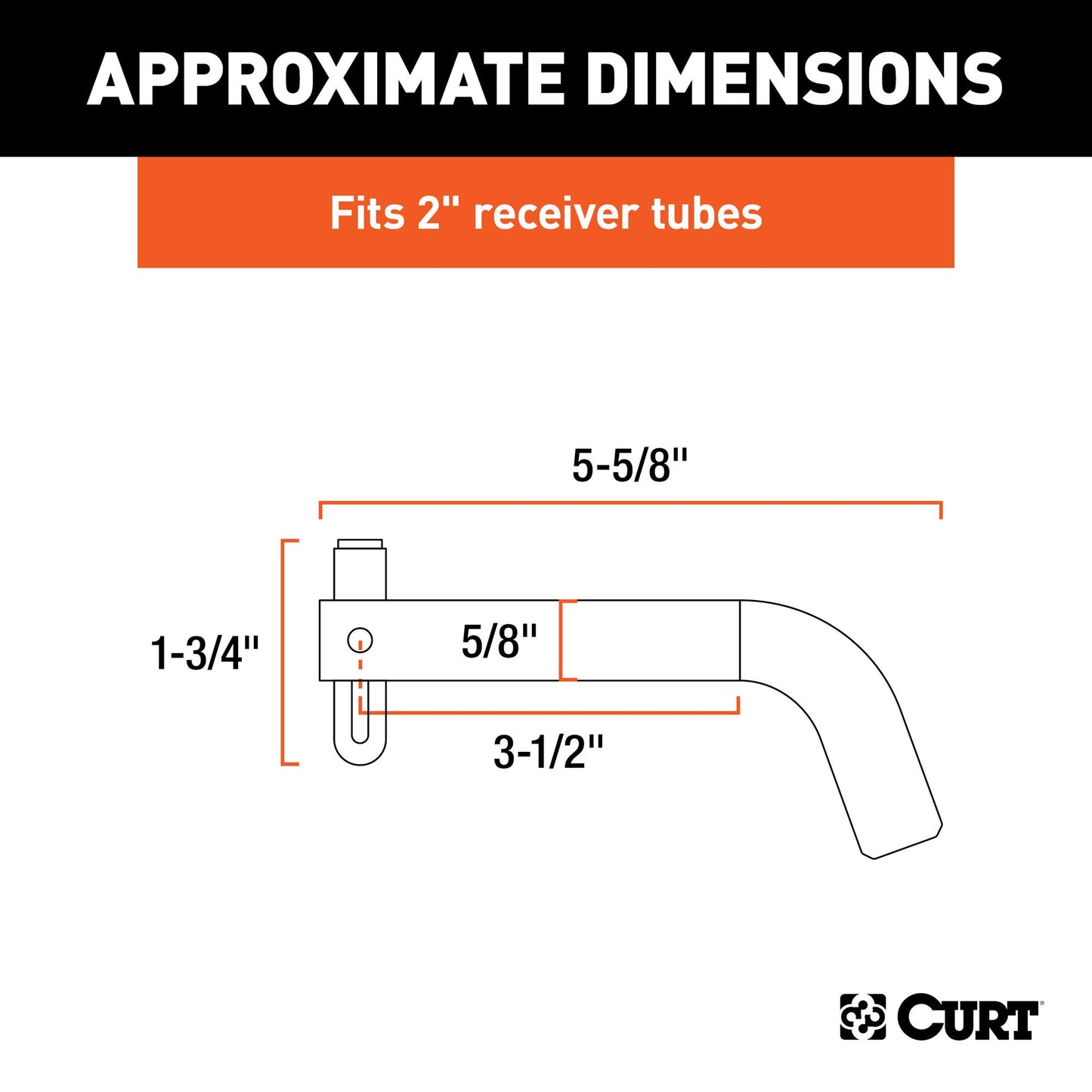CURT 21551 Swivel Trailer Hitch Pin, 5/8-Inch Diameter, Fits 2-Inch Receiver,Chrome