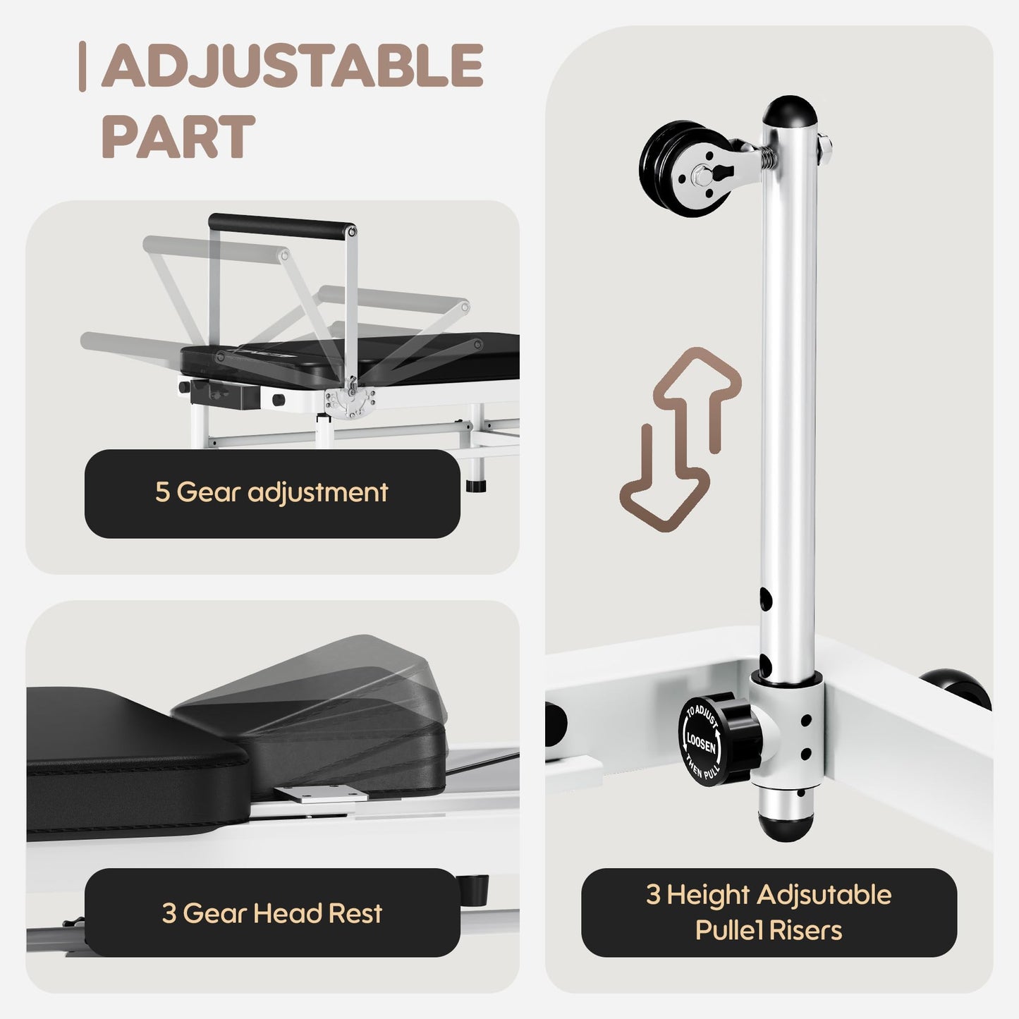 GOIMU Pilates Reformer, 91" Foldable Reformer Pilates Machine with High & Low Mode