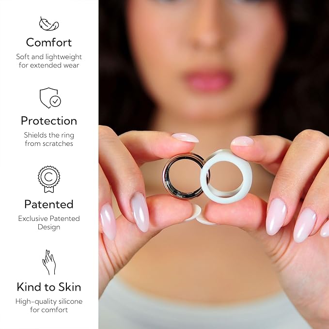 Rinfit Smart Ring Protector - Silicone Ring Enhancer for Active Lifestyle and Gym - StyleFit U.S. Design Patent - Stone, Size 8