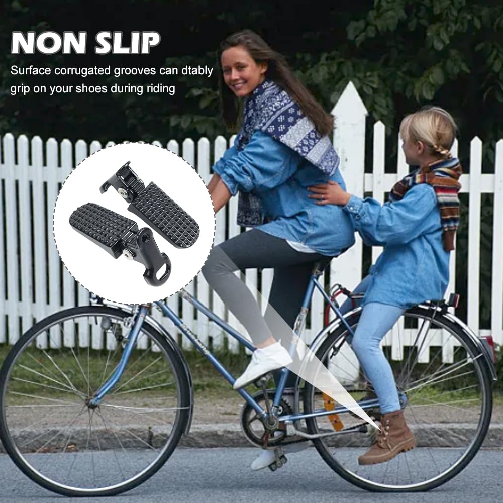 1 Pair Mini Bike Foot Pegs, Universal Bike Foot Rest, Aluminium Alloy Non-Slip Bikes Pegs, Folding Bikes Rear Pedals for Mountainbike, Folding Bicycle (颜色:Black)