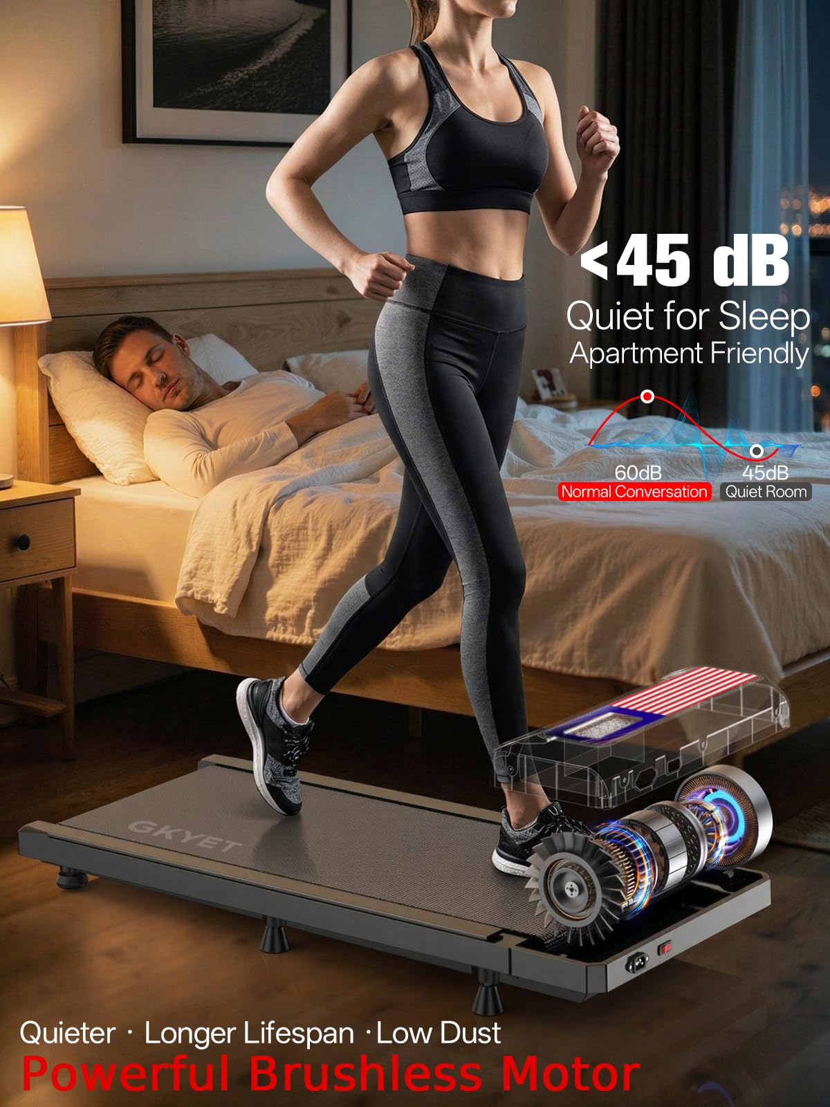 Walking Treadmill Pad with 8% Incline for Home, Under Desk Treadmill for Home Office, 2.5HP Quiet Portable Walking Mat, 265 lbs Capacity, Compact Treadmill for Small Spaces with 15" x 35.4" Belt