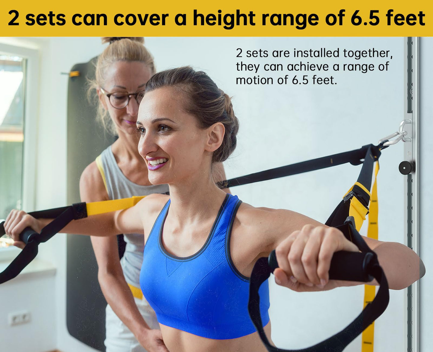 Adjustable Wall-Mounted Anchor Fitness System with Automatic Locking Function, Resistance Band Exercise Equipment for Home Gym Workout