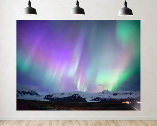 TryKid 10x7ft Aurora Borealis Backdrop ICY River Norway Polar Colorful Night Sky Forest Northern Lights Photography
