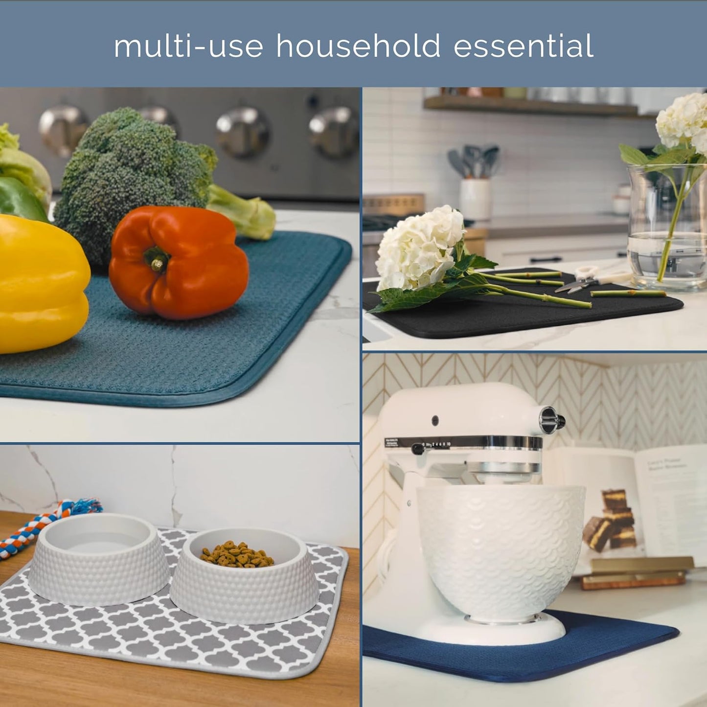 S&T INC. XL Dish Drying Mat - Absorbent Microfiber Kitchen Counter Pad | 18” x 24”, Sage Green