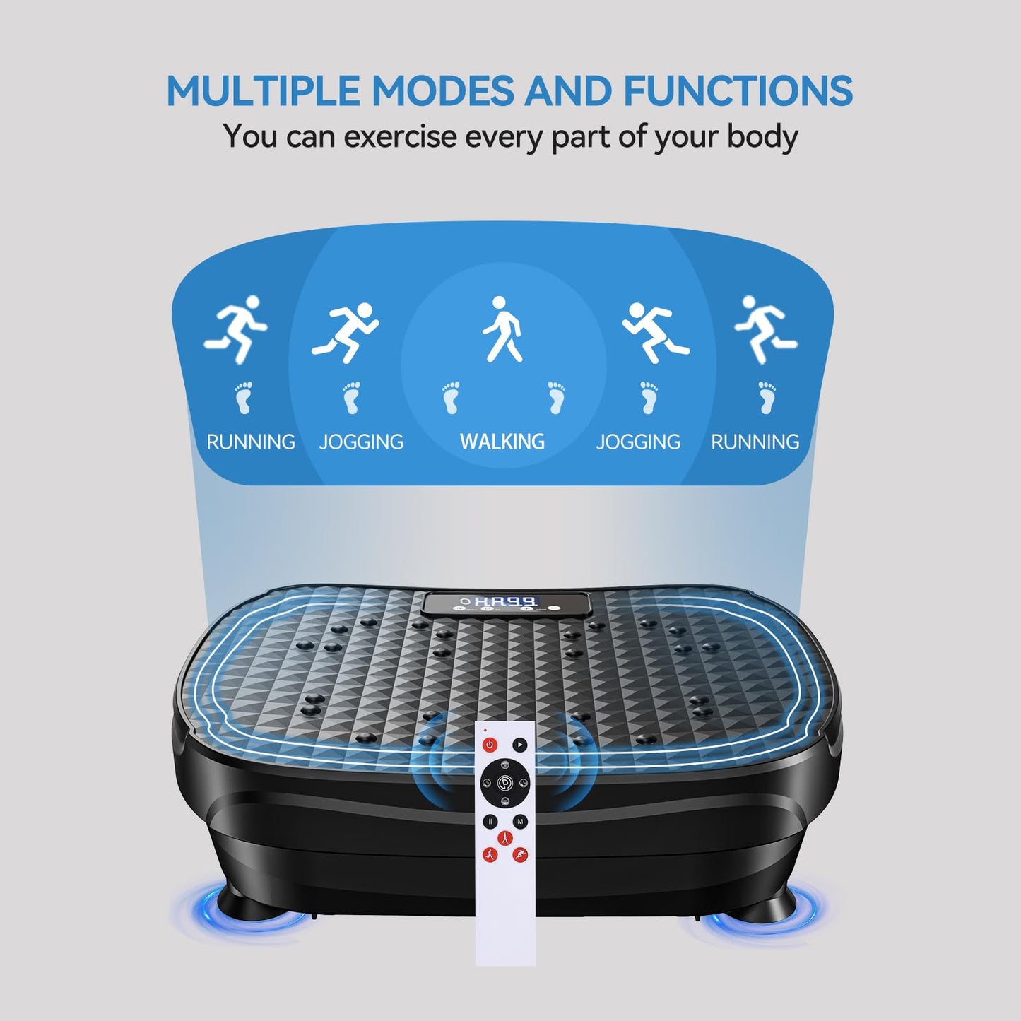 JAVRYK Vibration Plate Exercise Machine with 200 Adjustable speeds and 8 Scientific auto Modes, Compact Foldable Design and Ultra-Quiet Silicone Base for Home Workouts & Lymphatic Drainage