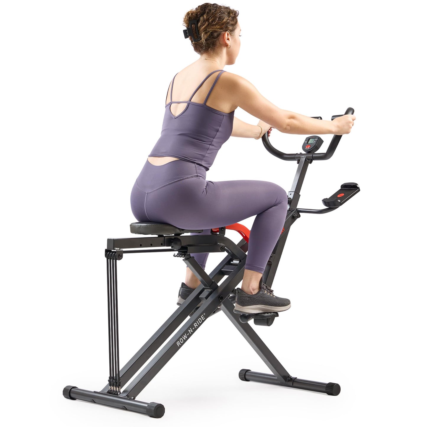 Sunny Health & Fitness Smart Heavy Duty Row-N-Ride, Squat Assist Trainer for Full Body Workout, 350 LB Capacity, 5-Level Resistance, Padded Seat, and Free SunnyFit App Connection – NO. 077PLUSSMART