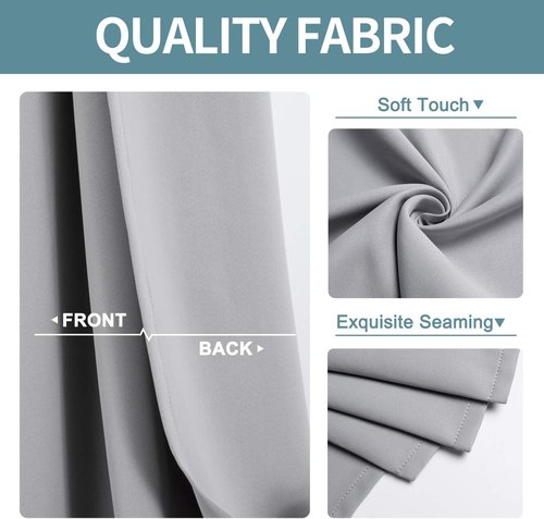 ChrisDowa Blackout Curtains - Extra Wide Thermal Insulated Room Darkening Panels | Light Grey, 70 x 63 Inch