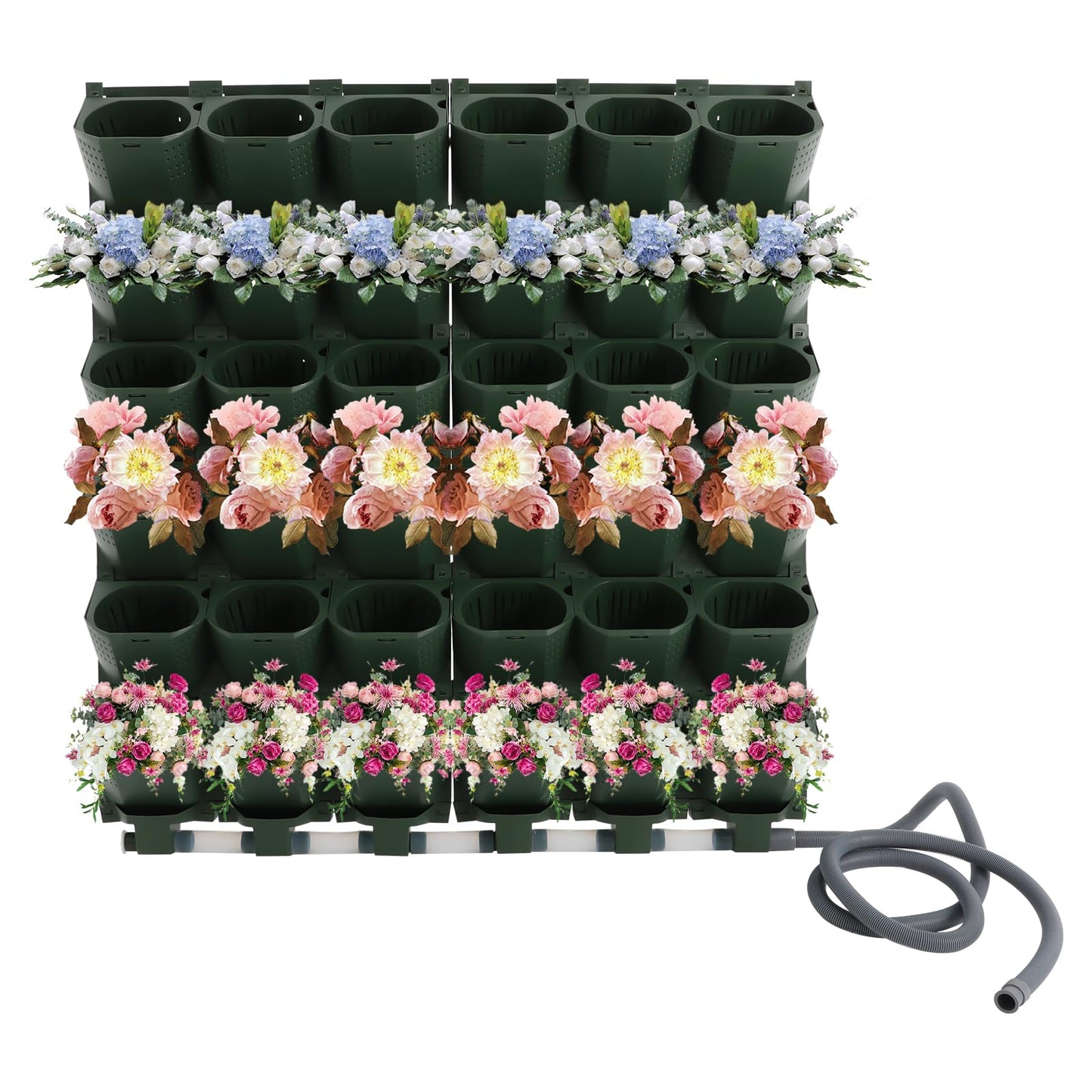 REBaiYU 18/36 Pots Self-Watering Vertical Wall Planter – LCD Timer & Rain Sensor, Adjustable Drip Heads, Leak-Proof Design, Vertical Garden for Balcony Kitchen Indoor Outdoor (Green, 36 Pots)