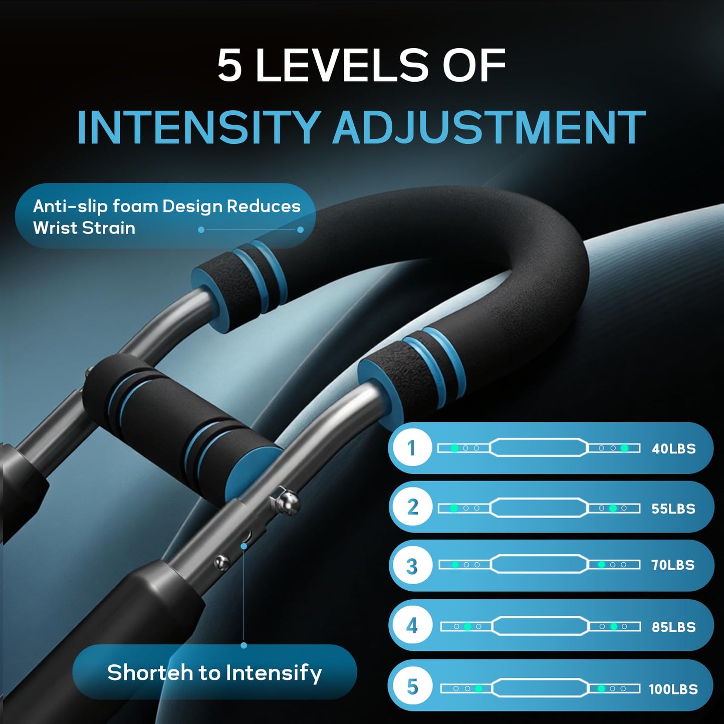 EINOJEOY Twister arm Trainer, Adjustable Resistance Chest Workout Equipment,Forearm Power Exercise bar, pectoralis spinalis Device, Portable Detachable Design(60-90lbs)
