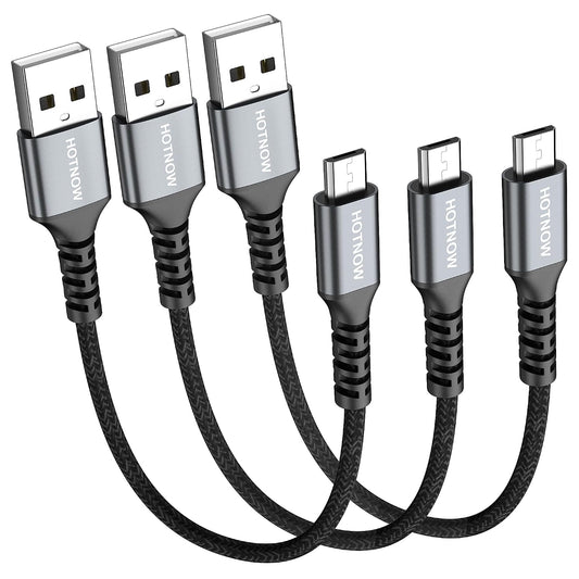 0.5FT [3Pack], 6 inch USB2.0 5V3A S7 S6 S7 S5,Note 5,PS4,Power Short Micro USB Cable High Speed Android Charger Cable
