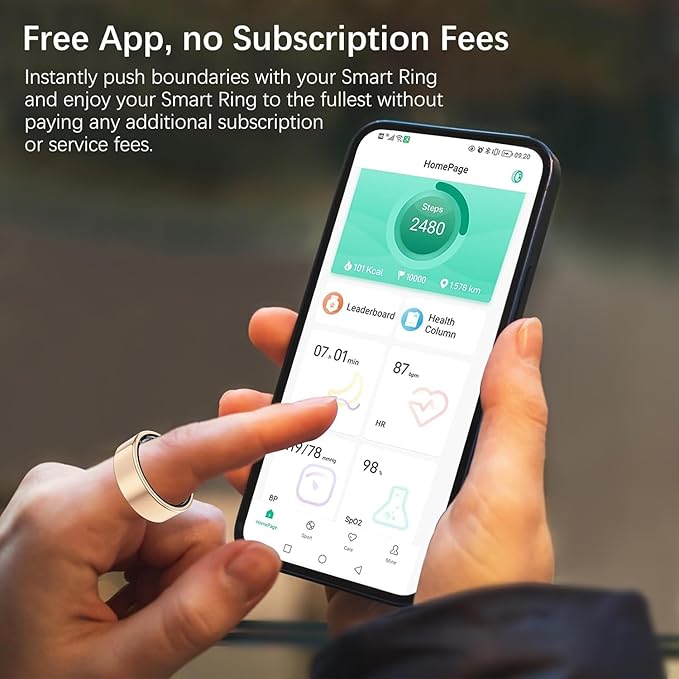 Health Tracker Ring, Smart Health Ring forWomen len with Heart Rate, Blood Oxygen,Sleep Monitor, Steps,Calories, No SubscriptionFee,lP68 Waterproof Smart Ring for iPhone &Android (Rose Gold,10#)