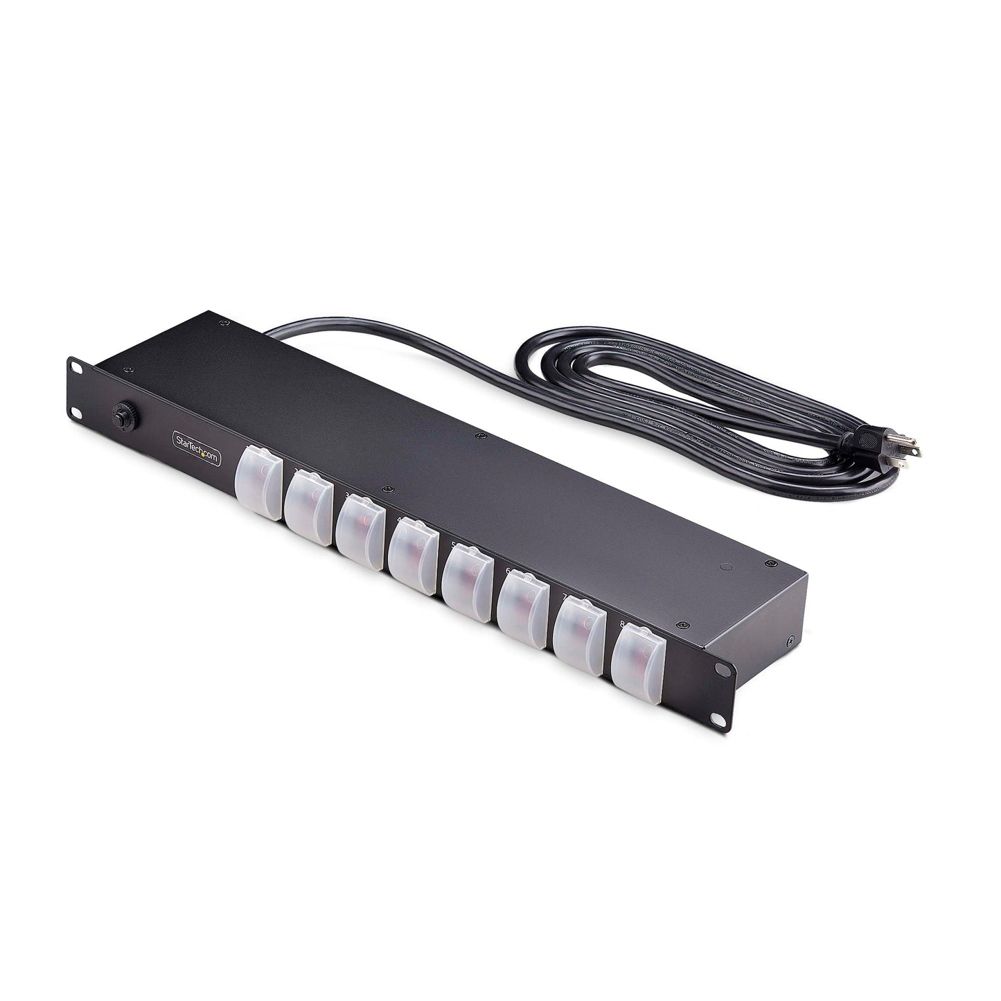 StarTech.com 8-Outlet Horizontal Rack Mount PDU, 1U Power Strip, Outlet On/Off Switches, 15A Breaker, 8ft/2.4m Cord NEMA 5-15, TAA
