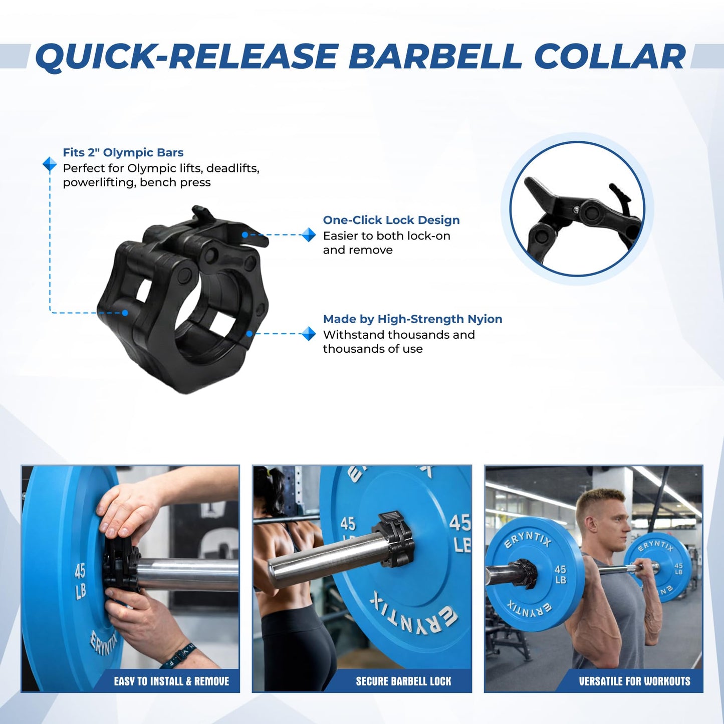 Eryntix Heavy-Duty Cable Machine Attachments, LAT Pulldown Kit with V-Bar, Tricep Rope, Double D Handle, Barbell Collar, 360° Swivel Hooks, Alloy Steel Home Gym Full Body Workout